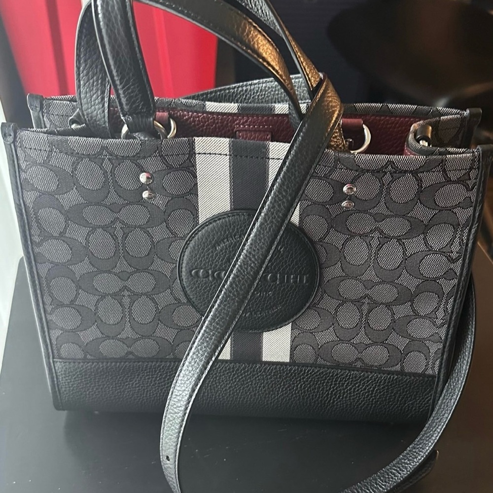 Coach Black and Gray Signature Satchel